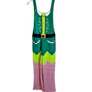 Eyeshadow Christmas Elf Jingle Bells Romper Overalls Jumpsuit Sz‎ Medium Festive